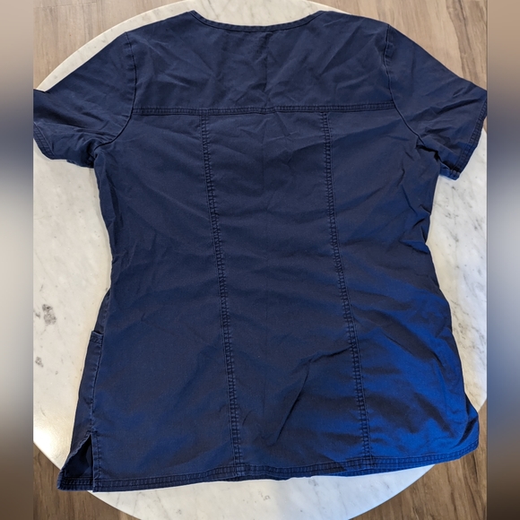 Cherokee workwear core stretch scrub top, navy blue - Picture 3 of 4